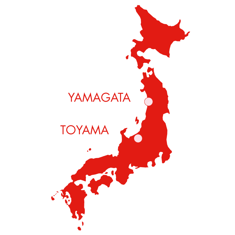 carte du japon avec toyama et yamagata Akafuji